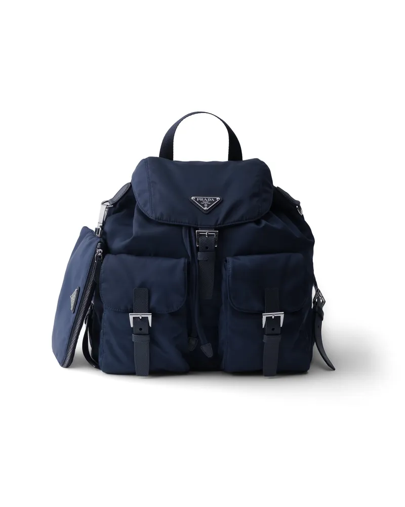 Prada Rucksack Aus Re-nylon, Damen, Ostseeblau Ostseeblau