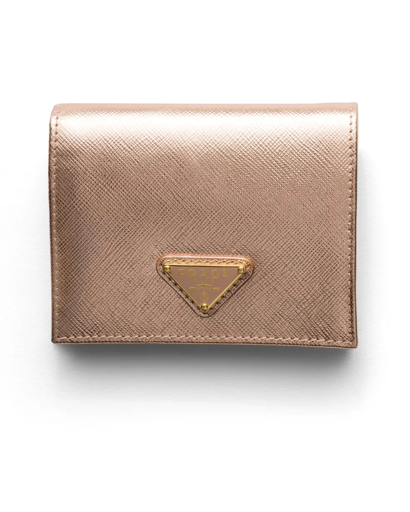 Prada Kleines Portemonnaie Aus Saffiano Leder, Damen, Puderrosa Puderrosa