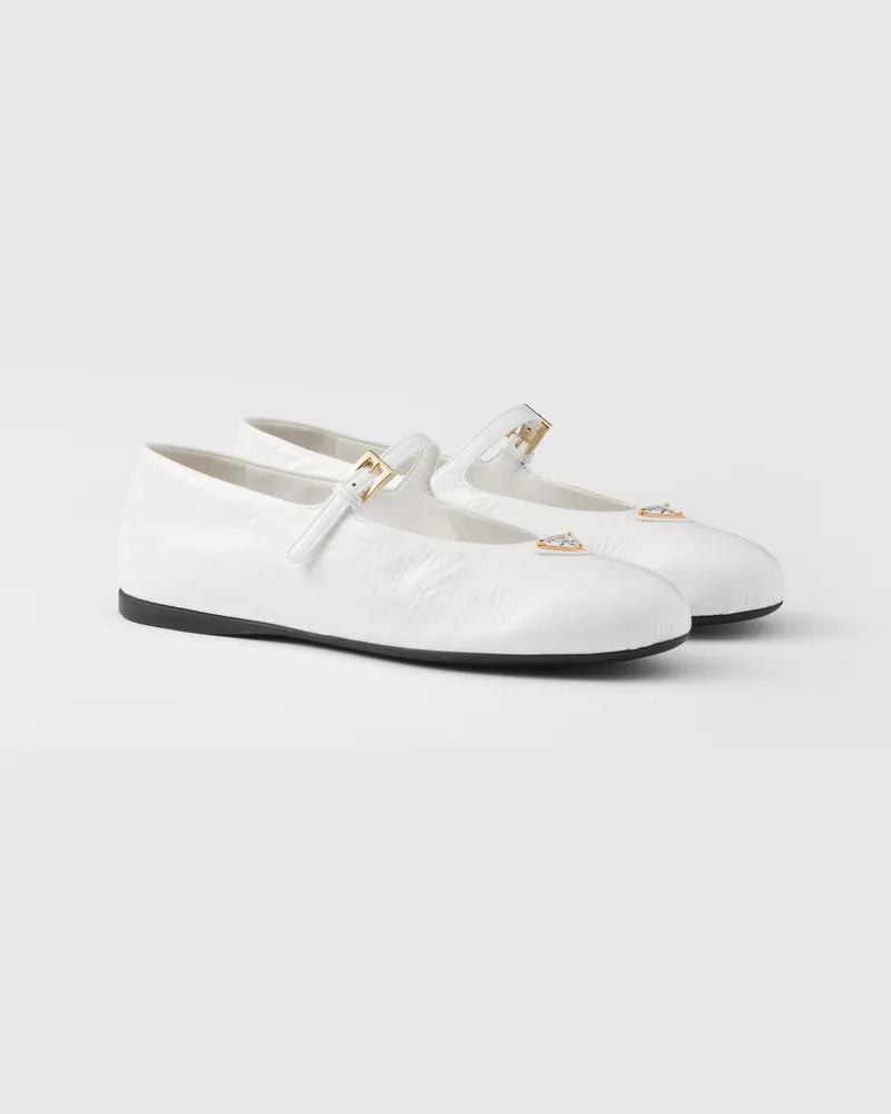 Prada Ballerinas aus aus Naplak-Lackleder Weiss