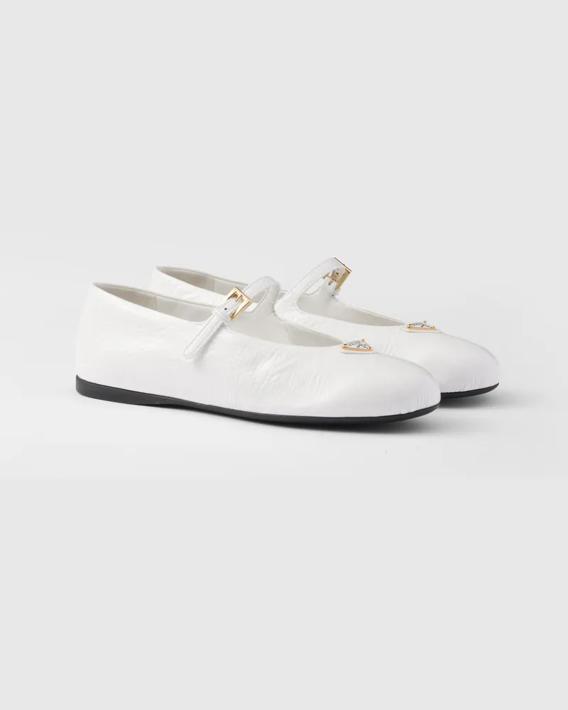 Prada Ballerinas Aus Aus Naplak-lackleder, Damen, Weiss, Größe Weiss