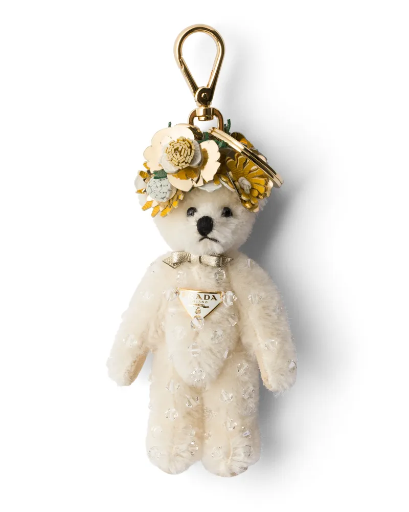 Prada Teddy-schlüsselanhänger, Damen, Weiss Weiss
