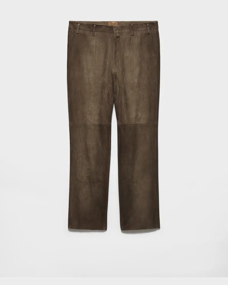 Prada Hose aus Wildleder Rauchgrau