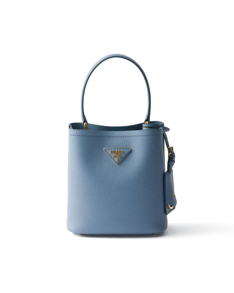 Prada Panier Mini Bag Aus Saffiano-leder, Damen, Astralblau Astralblau