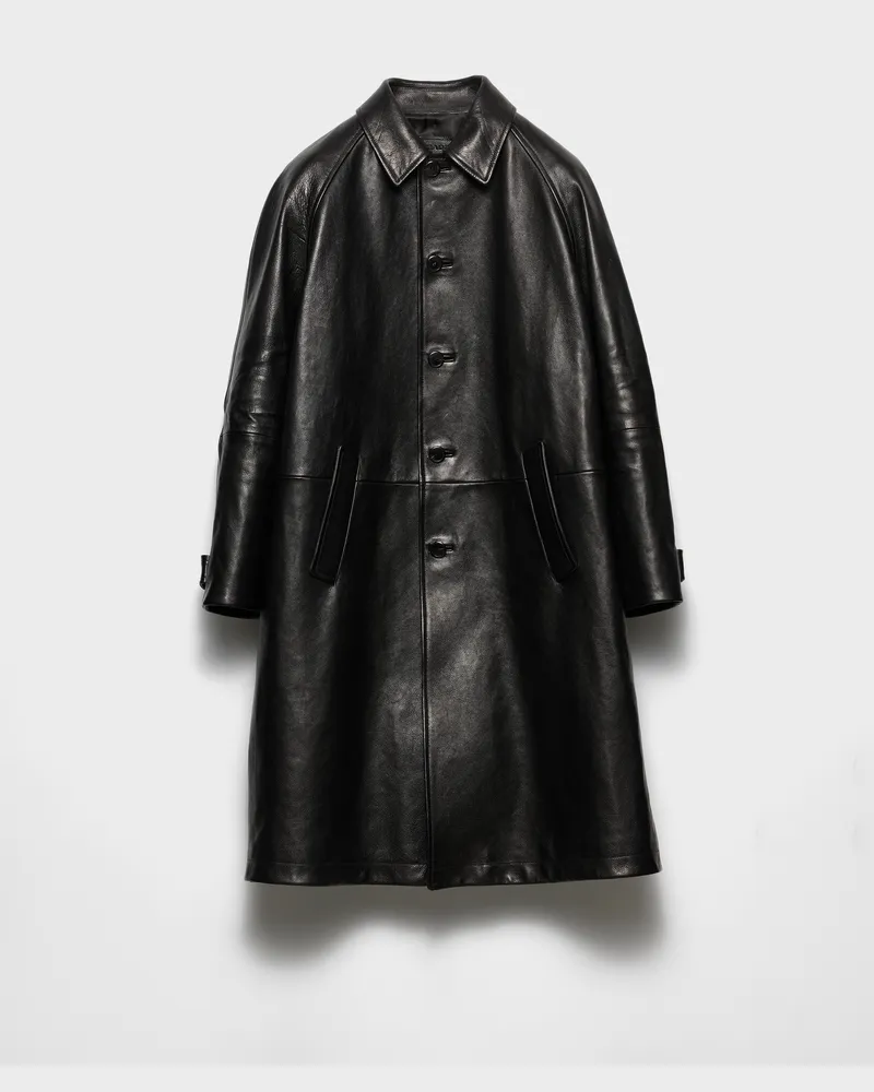 Prada Oversize-Mantel aus Leder Schwarz