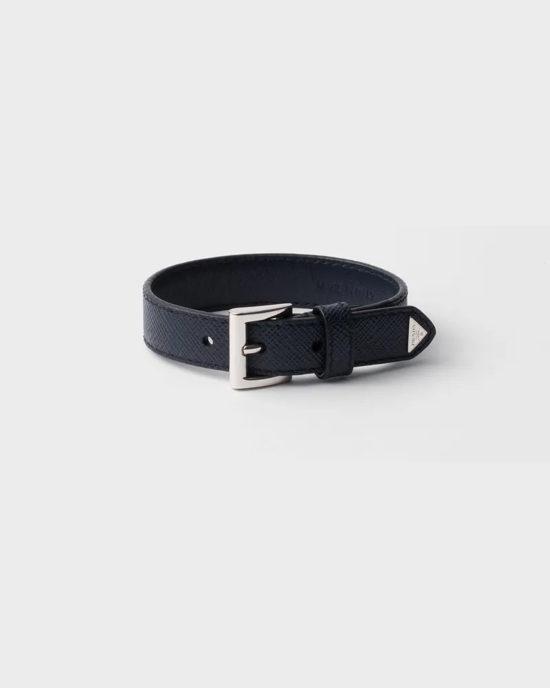Prada Armband aus Saffiano-Leder Ostseeblau