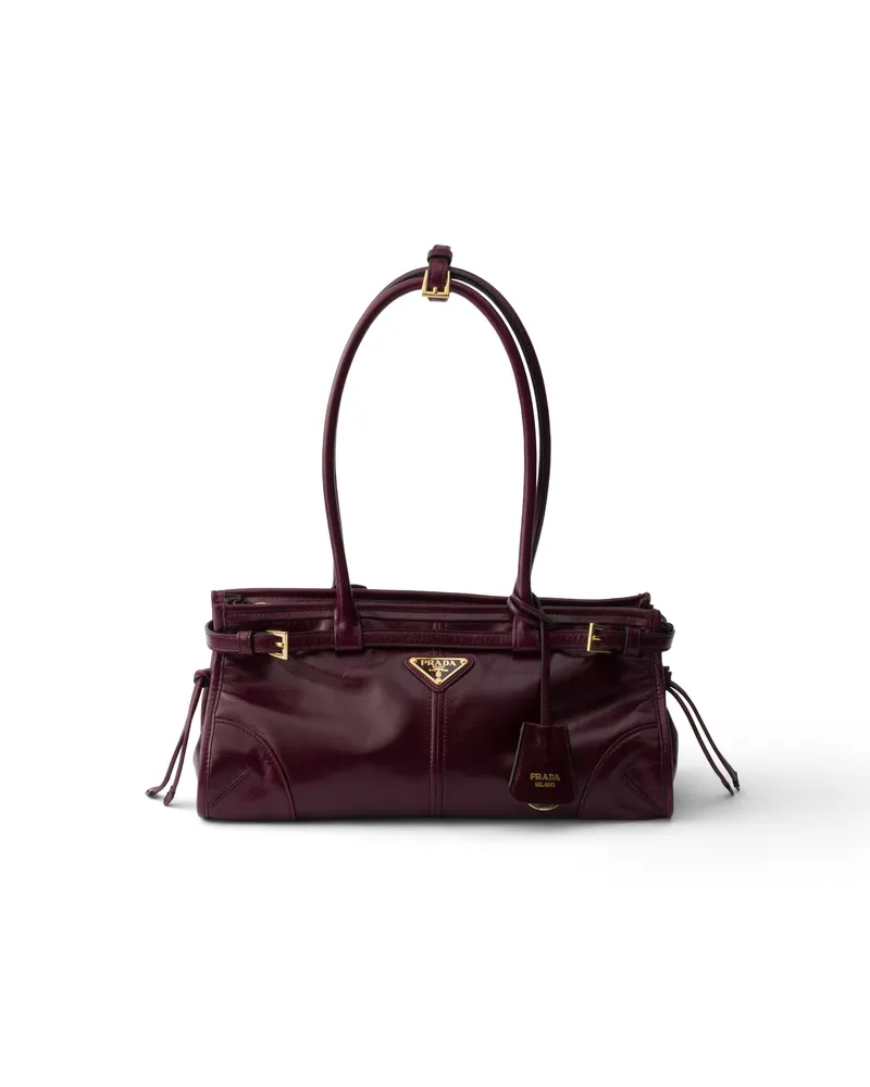 Prada Bonnie Mittelgroße Tasche Aus Leder, Damen, Burgunder Burgunder