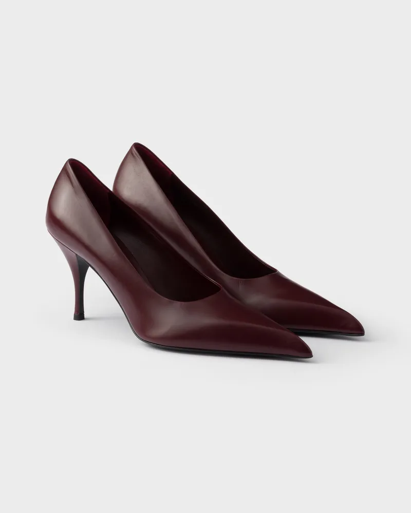 Prada Pumps aus Leder Burgunderrot
