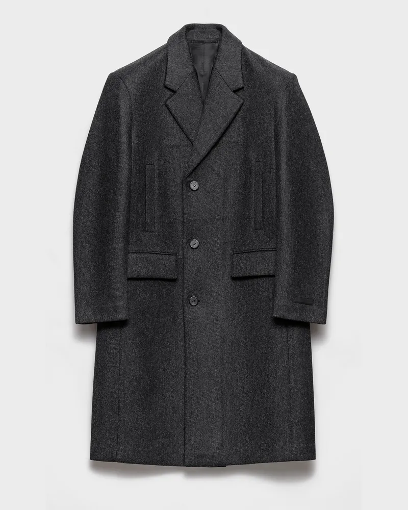 Prada Einreihiger Mantel aus Wolle Schiefergrau
