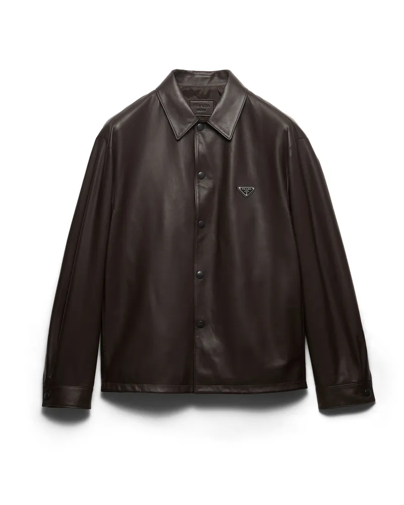 Prada Hemd Aus Nappa-leder, Herren, Dunkelbraun, Größe Dunkelbraun