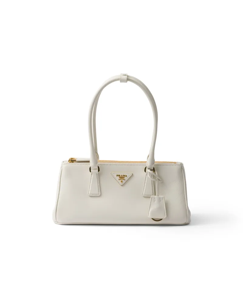 Prada Mittelgroße  Galleria Tasche Aus Leder, Damen, Weiss Weiss