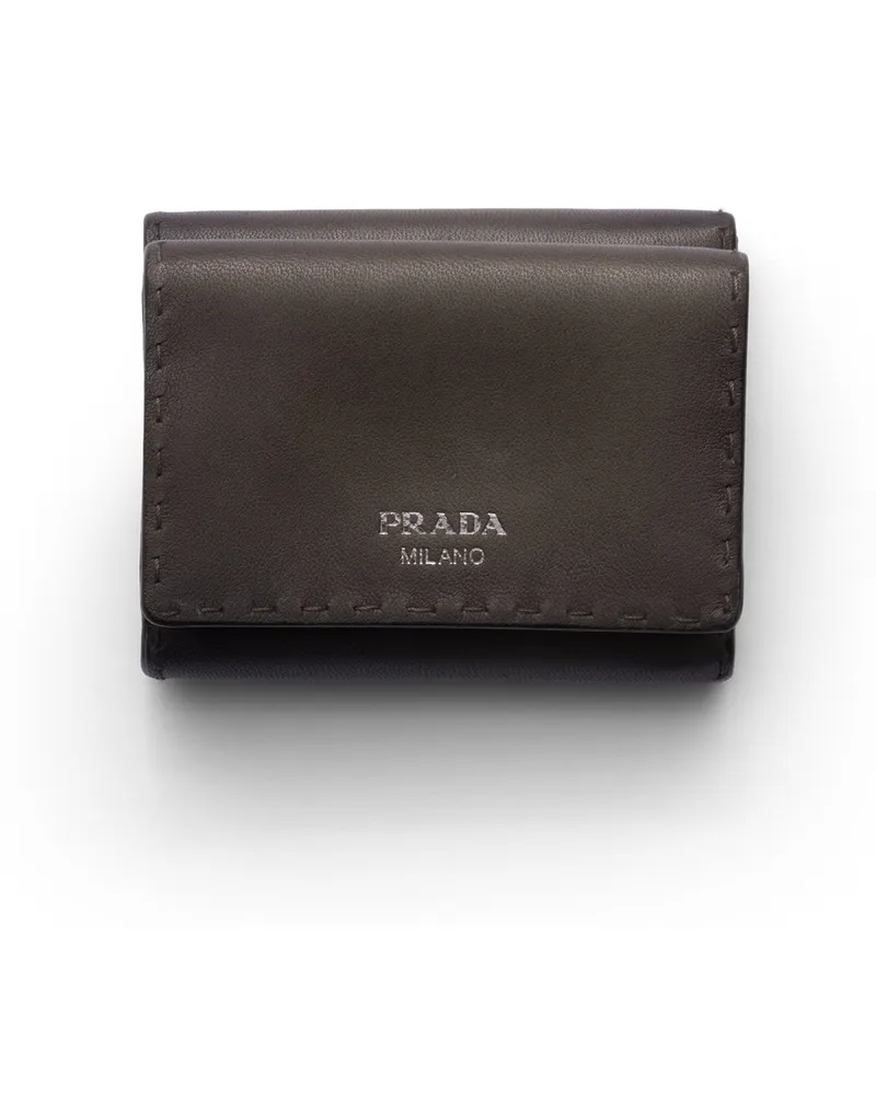 Prada Kleine Geldbörse Aus Antikisiertem Leder, Herren, Grafitgrau Grafitgrau