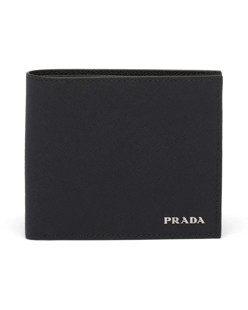 Prada Portemonnaie Aus Leder, Herren, Schwarz Schwarz