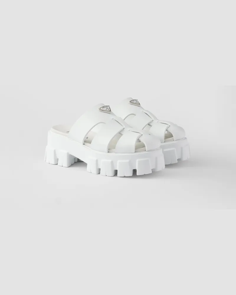 Prada Monolith Mules aus Gummi Weiss