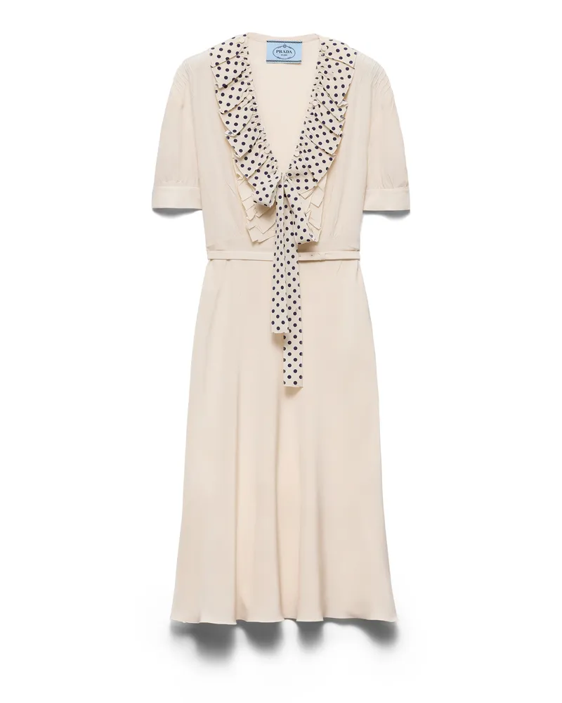 Prada Besticktes Kleid Aus Marocain, Damen, Natur, Größe Natur