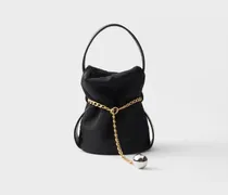 Petit Sac Noir Mini-Bucket-Bag aus Re-Nylon und Nappa-Leder