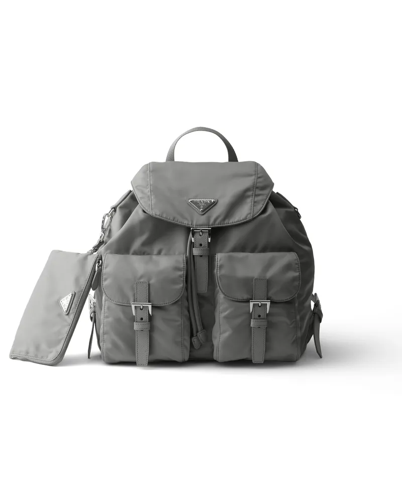 Prada Rucksack Aus Re-nylon, Damen, Stahlgrau Stahlgrau