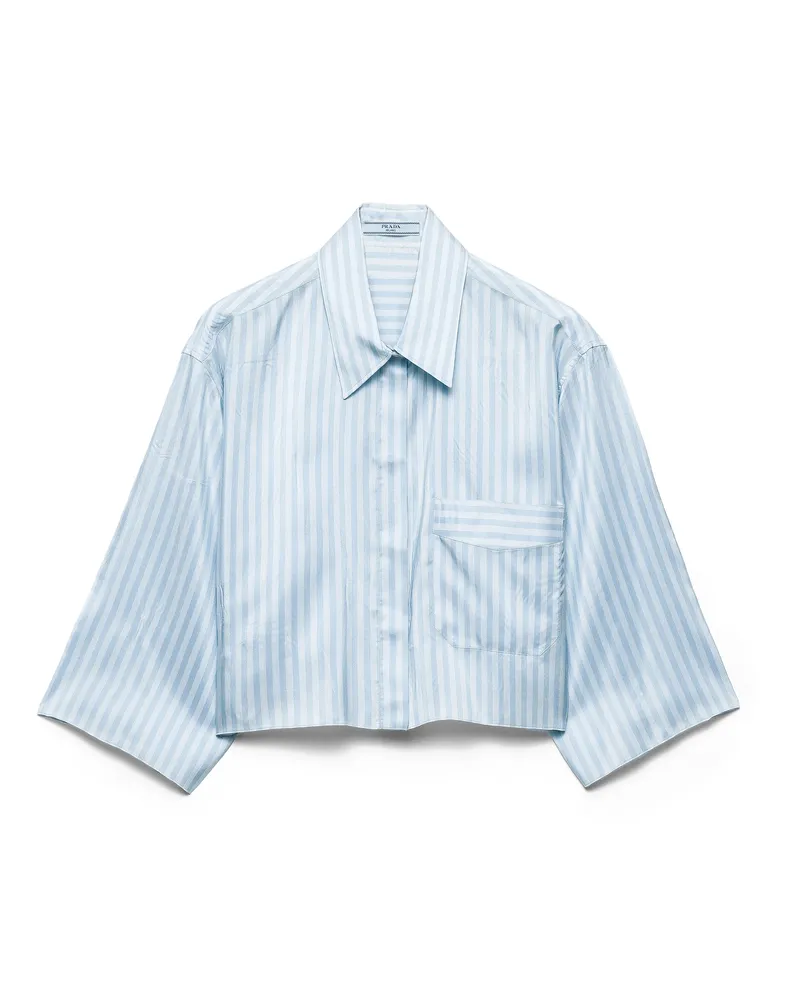 Prada Gestreiftes Hemd Aus Pongé-seide, Damen, Hellblau, Größe Hellblau