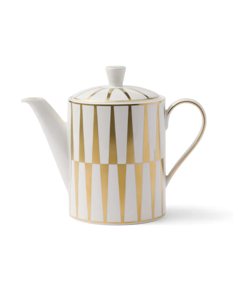Prada Kaffeekanne Aus Porzellan – Stripes, , Weiss/gold Weiss