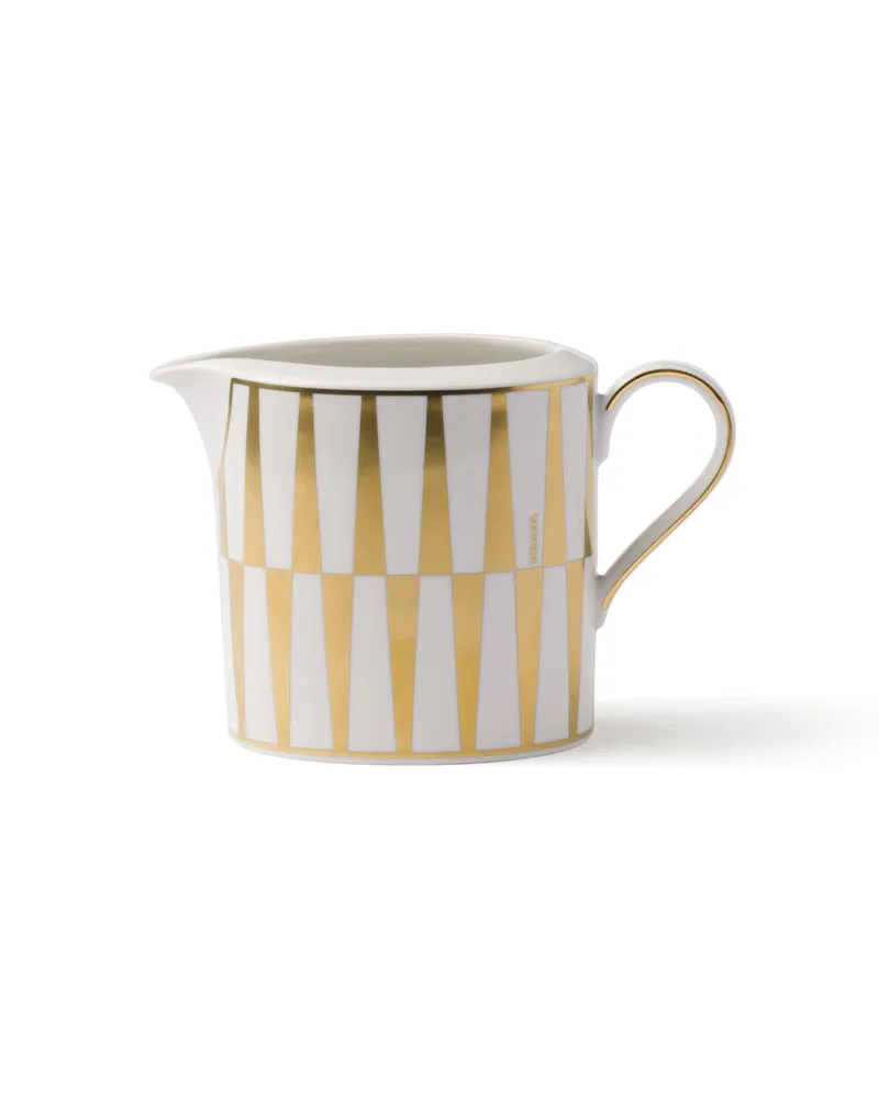 Prada Milchkännchen Aus Porzellan – Stripes, , Weiss/gold Weiss