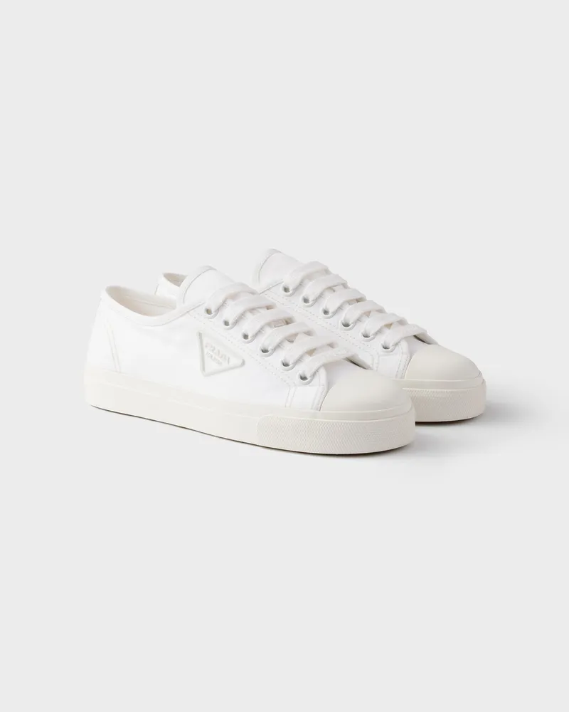 Prada Sneaker aus Baumwoll-Gabardine Weiss