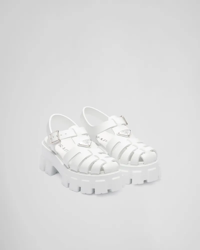 Prada Monolith Sandalen aus Gummi Weiss