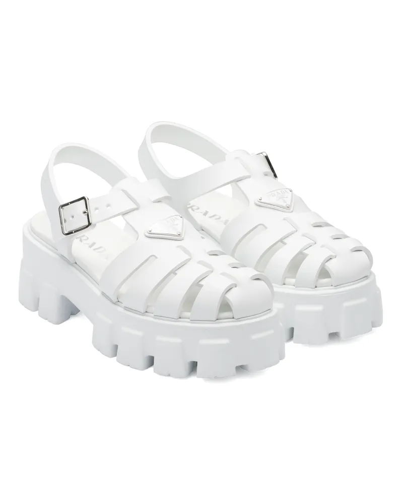 Prada Monolith Sandalen Aus Gummi, Damen, Weiss, Größe Weiss
