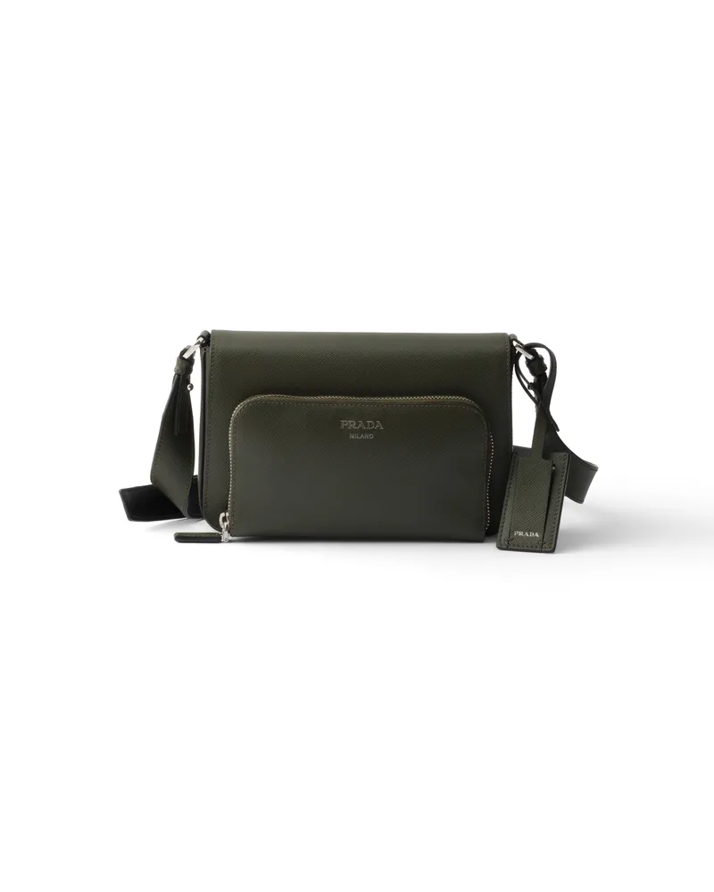 Prada Schultertasche Aus Saffiano-leder, Herren, Waldgrün Waldgrün