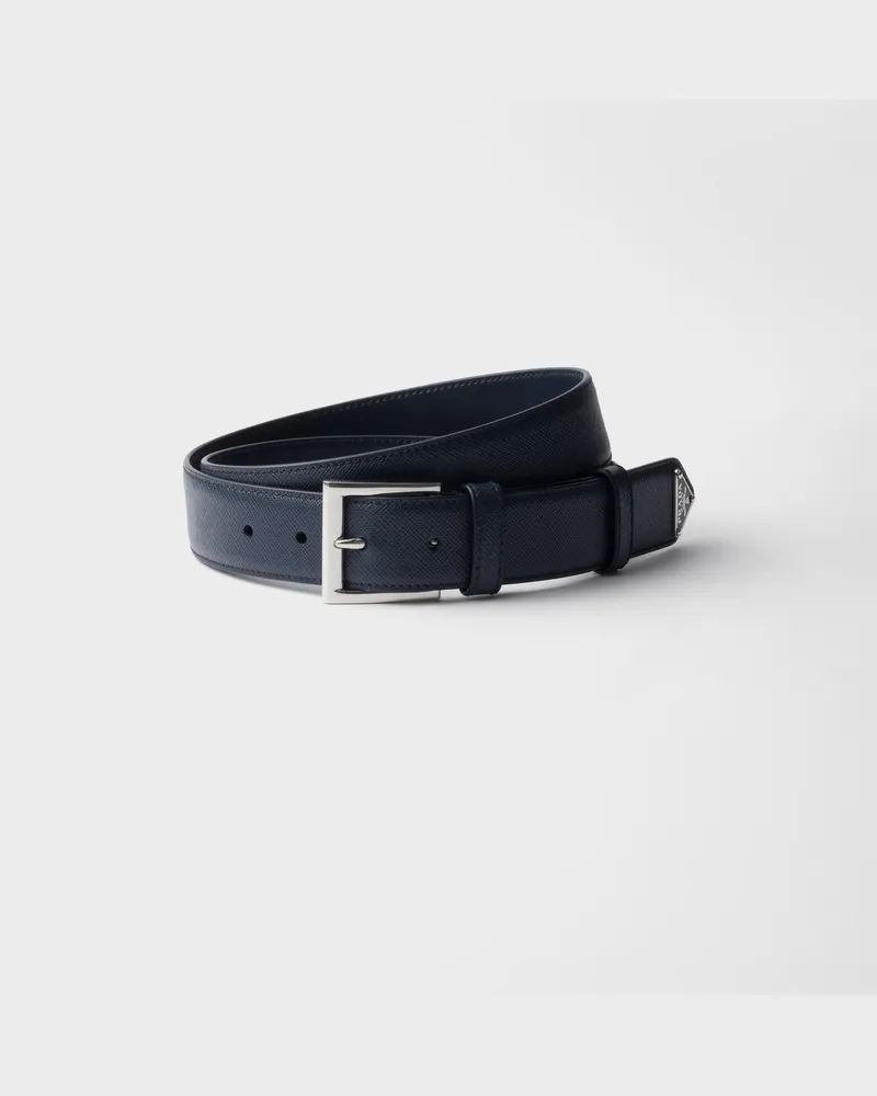 Prada Gürtel aus Saffiano-Leder Ostseeblau