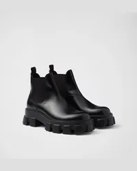 Prada Monolith Chelsea Boots aus gebürstetem Leder Schwarz