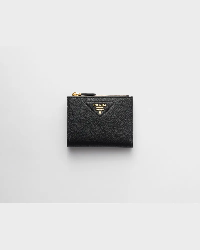 Prada Kleine Geldbörse aus Leder Schwarz