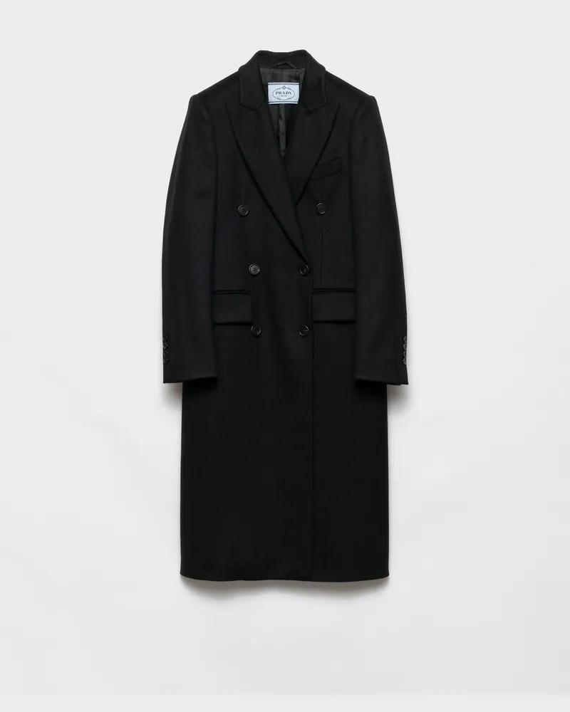 Prada Doppelreihiger Mantel aus Kaschmir Schwarz