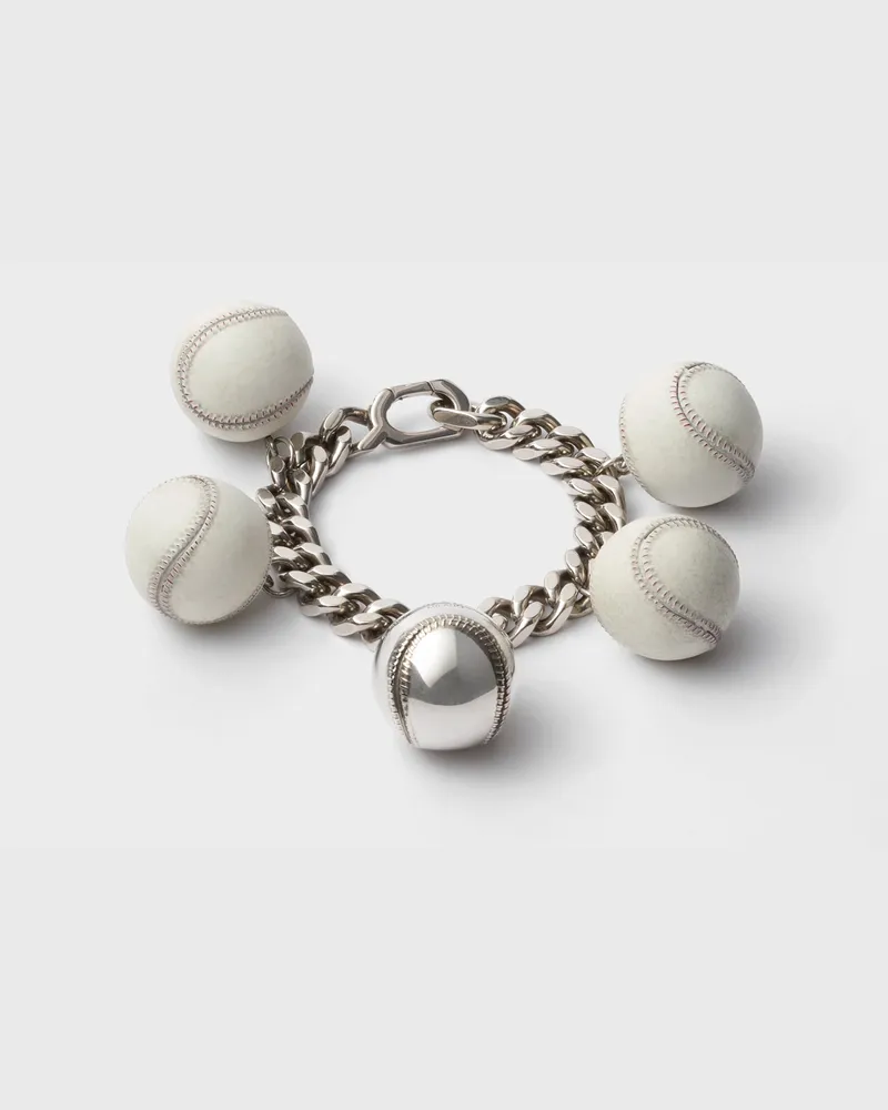 Prada Baseball-Armband aus Metall Zinngrau