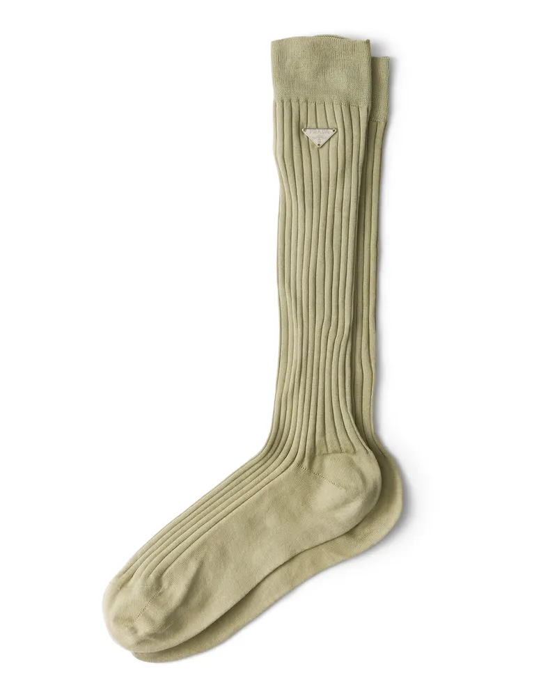 Prada Socken Aus Baumwolle, Damen, Puderblau, Größe Puderblau