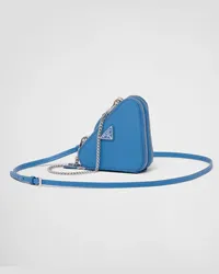 Prada Mini-Pouch aus Saffiano-Leder Hellblau