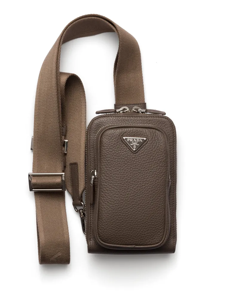 Prada Smartphone-hülle Aus Leder, Herren, Bambusgrau Bambusgrau