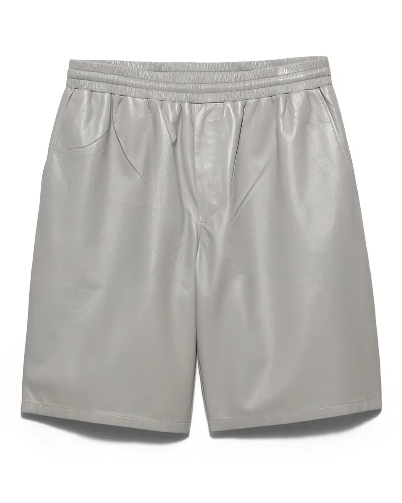 Prada Bermudas Aus Leder, Herren, Granitgrau, Größe Granitgrau