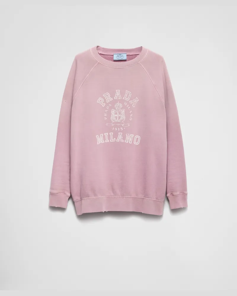 Prada Sweatshirt aus Baumwolle mit Rundhalsausschnitt Malve