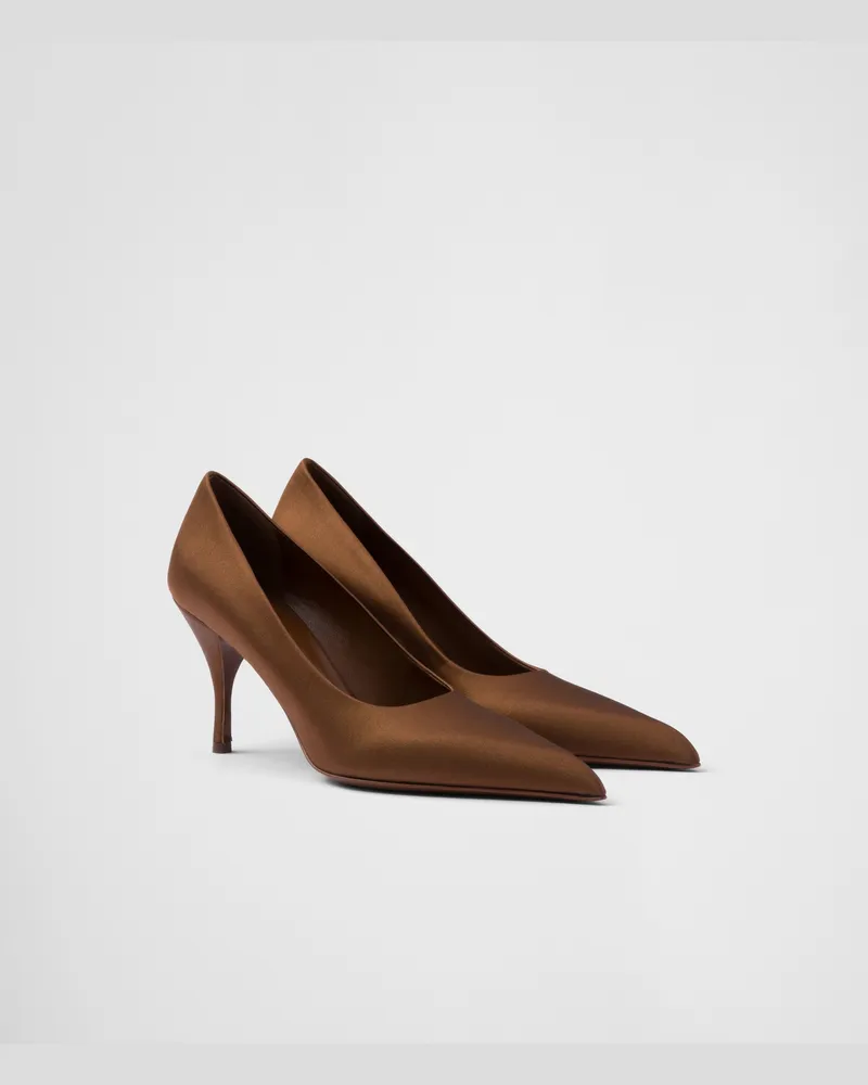 Prada Pumps aus Satin Tabak