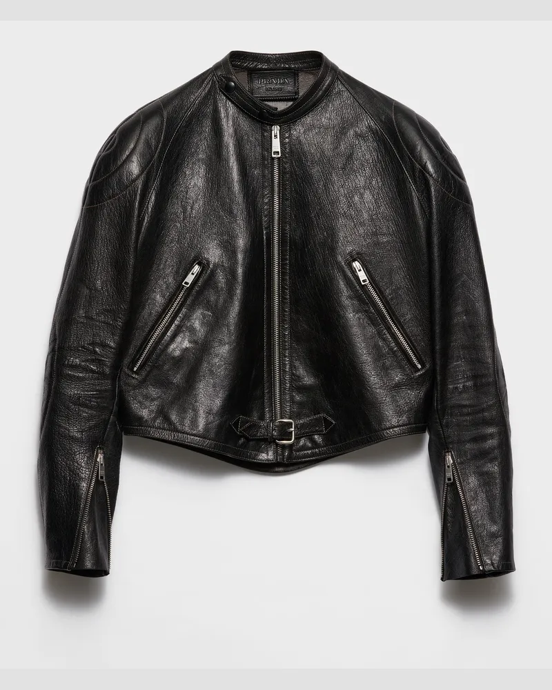Prada Jacke aus Leder Schwarz