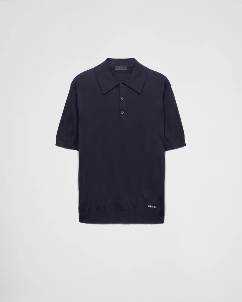 Prada Poloshirt aus Seide Blau