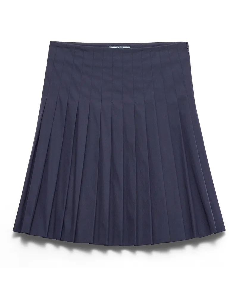 Prada Faltenrock Aus Popeline, Damen, Blau, Größe Blau