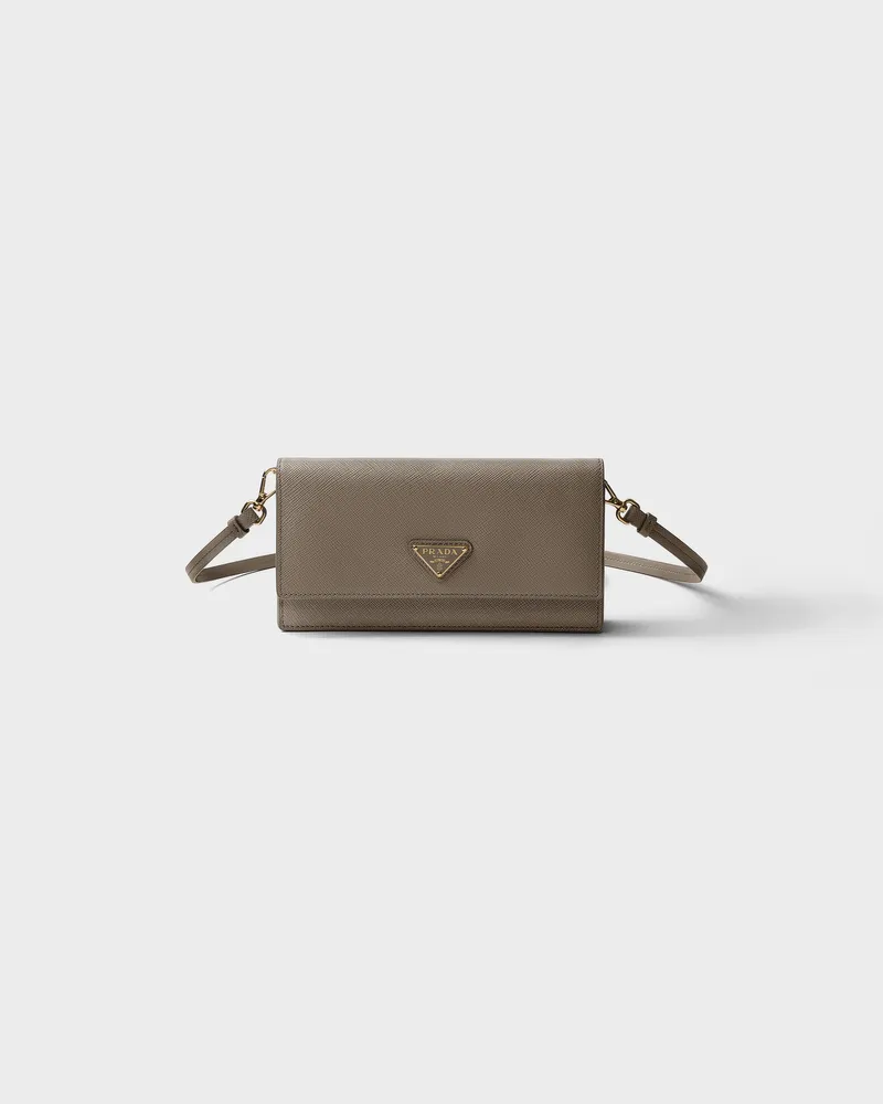 Prada Mini Bag aus Saffiano-Leder Lehmgrau