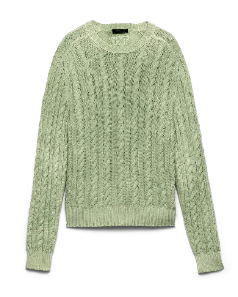 Prada Rundhalspullover Aus Wolle Und Kaschmir, Herren, Jadegrün, Größe Jadegrün