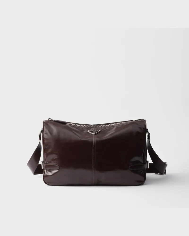 Prada Schultertasche aus Leder Dunkelbraun