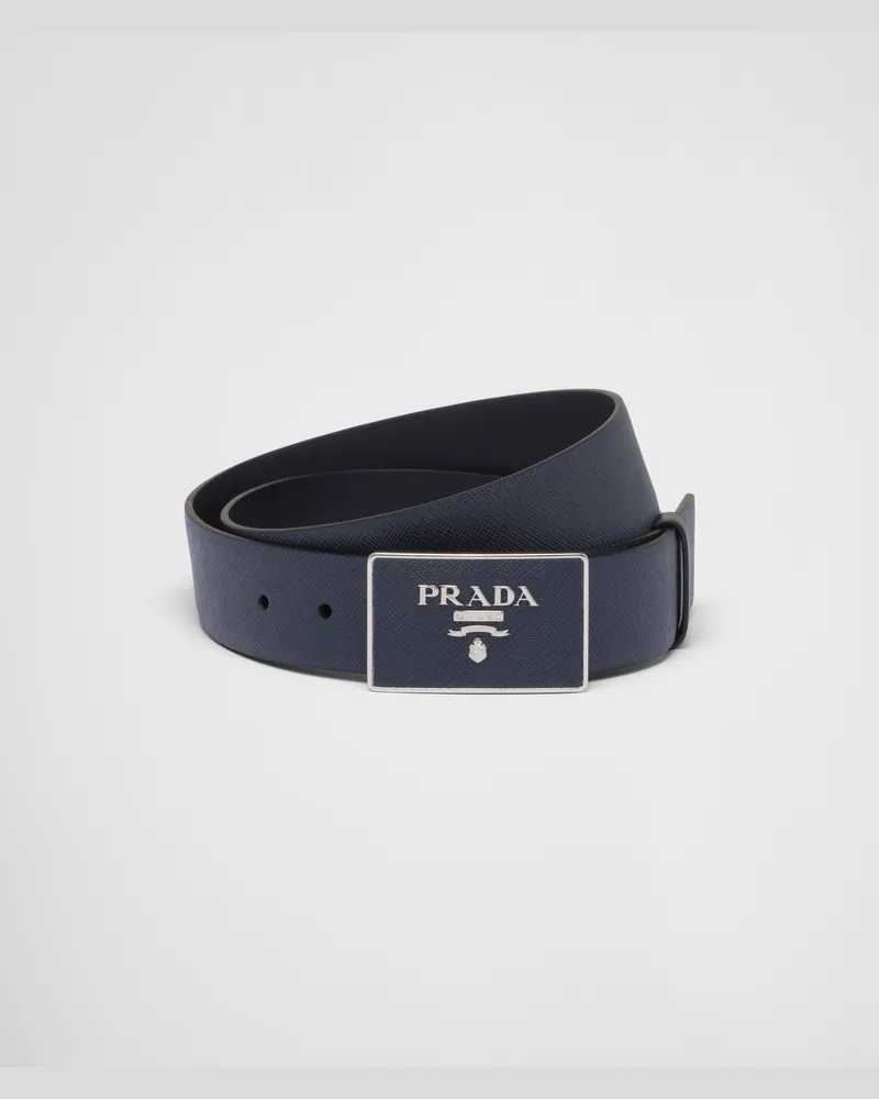 Prada Gürtel aus Saffiano-Leder Ostseeblau