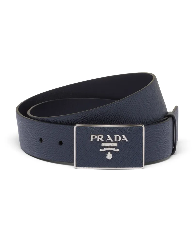 Prada Gürtel Aus Saffiano-leder, Herren, Ostseeblau, Größe Ostseeblau