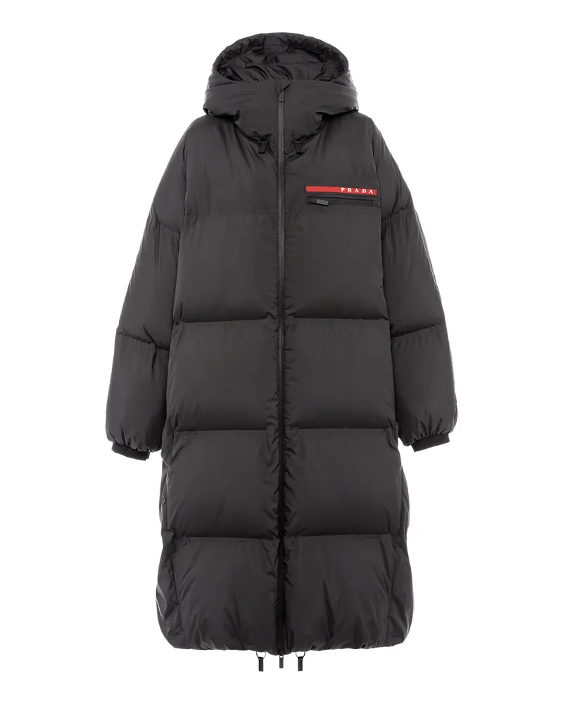 Prada Oversize-daunenmantel Aus Technischem Re-nylon, Damen, Schwarz, Größe Schwarz