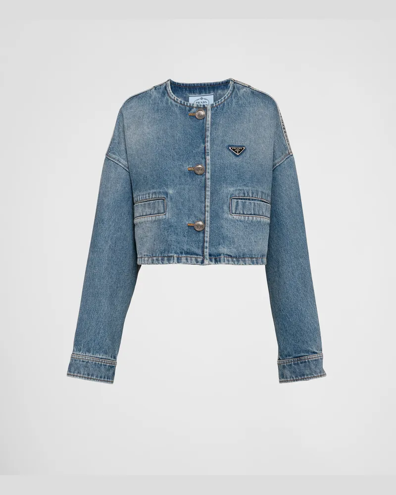 Prada Blousonjacke aus Denim Himmelblau