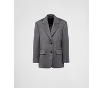 Prada Einreihige Jacke aus Kaschmir Grau