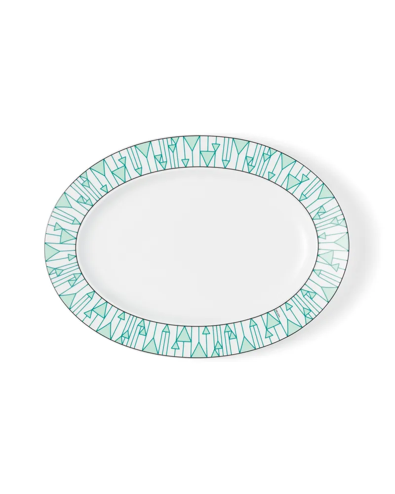 Prada Mittelgroßer Servierteller Aus Porzellan – Vienna Green, , Grün Grün